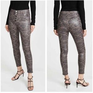 NWT J Brand Lillie Coated High Rise Skinny Jeans Button Fly Snake Print Size 26